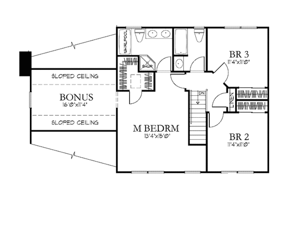 Architectural House Design - Colonial Floor Plan - Upper Floor Plan #1029-54
