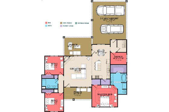 Floor Plan - Main Floor for Traditional House Plan #63-410 - 3 bed, 2 bath