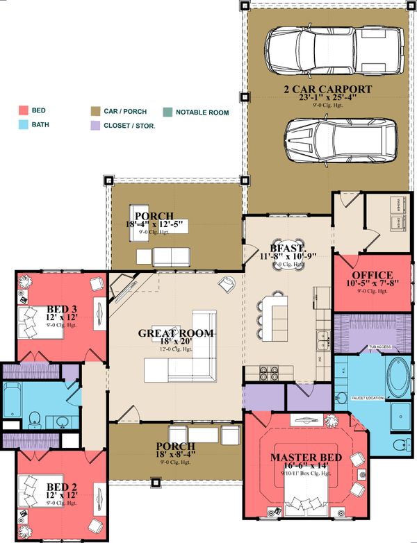 House Design - Traditional Floor Plan - Main Floor Plan #63-410