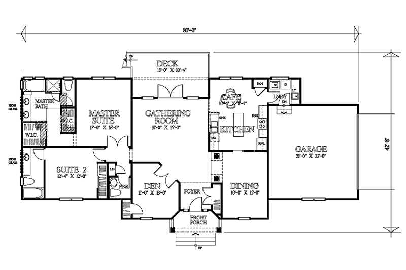 Home Plan - Floor Plan - Main Floor for Traditional House Plan #1007-34 - 2 bed, 2.5 bath