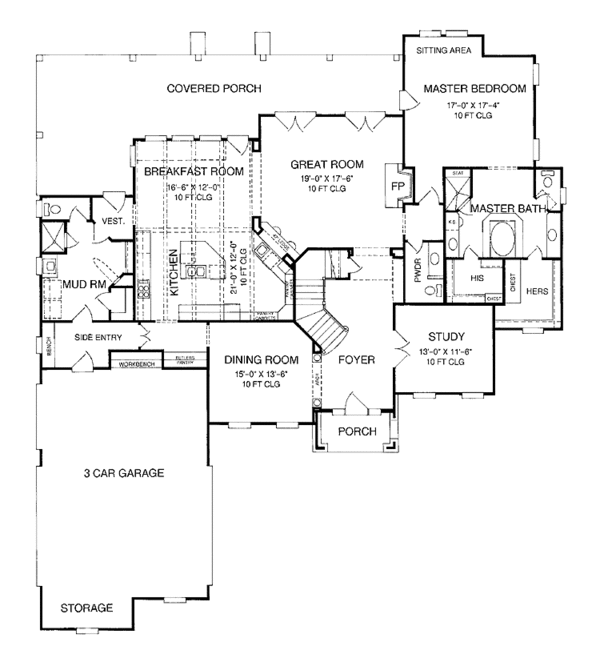 Architectural House Design - Country Floor Plan - Main Floor Plan #952-186