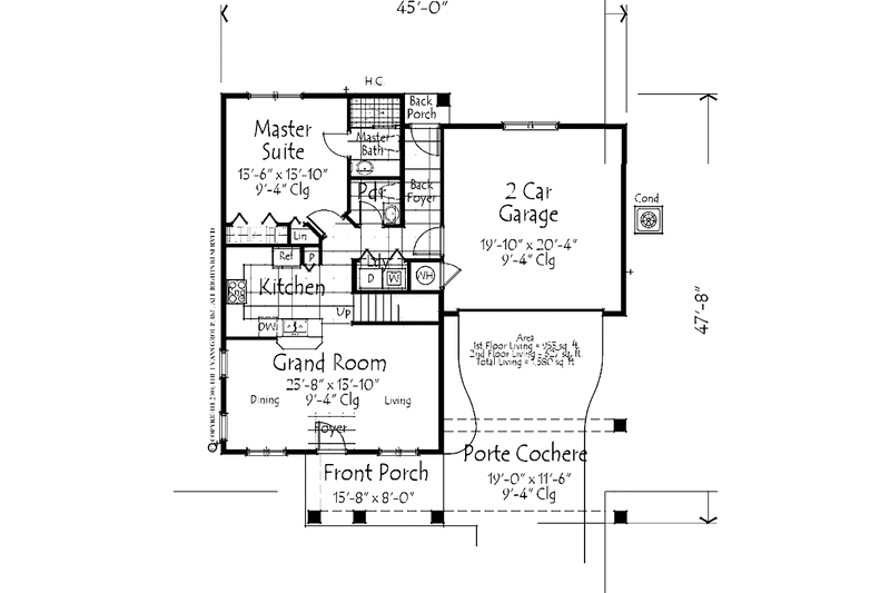 Architectural House Design - Floor Plan - Main Floor for Country House Plan #1007-22 - 4 bed, 2.5 bath