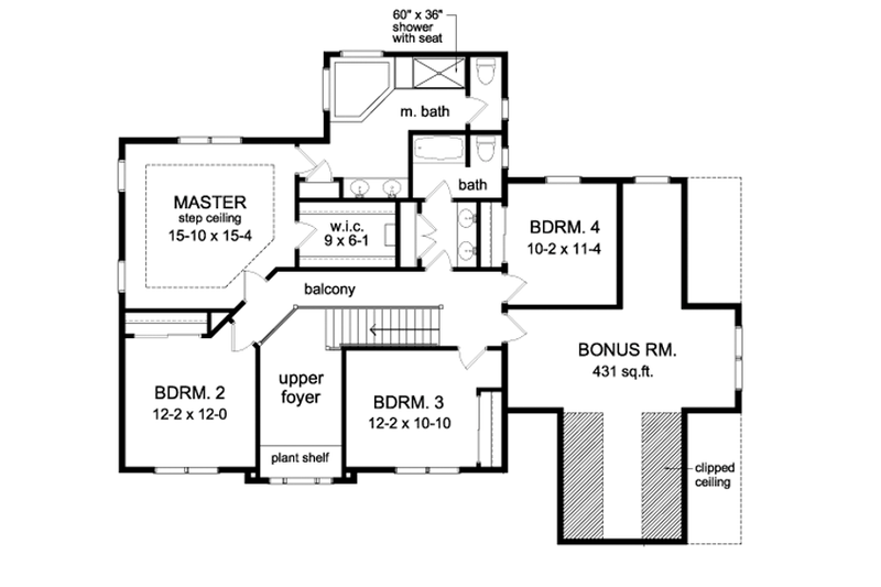 Architectural House Design - Floor Plan - Upper Floor for Country House Plan #1010-91 - 4 bed, 2.5 bath