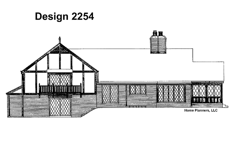 Home Plan - Exterior - Rear Elevation for Tudor House Plan #72-608 - 4 bed, 3.5 bath