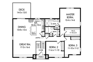 Floor Plan - Main Floor for Contemporary House Plan #1010-203 - 3 bed, 2.5 bath