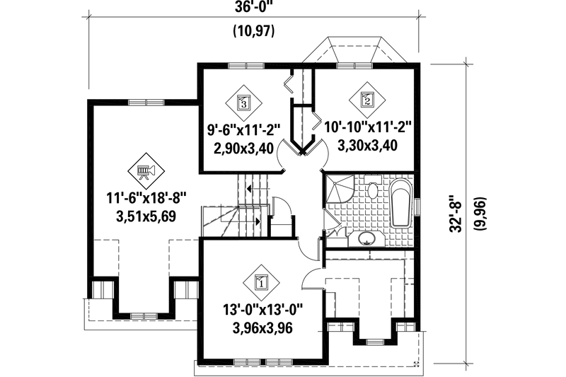 House Plan Design - Floor Plan - Upper Floor for Traditional House Plan #25-4495 - 3 bed, 1 bath