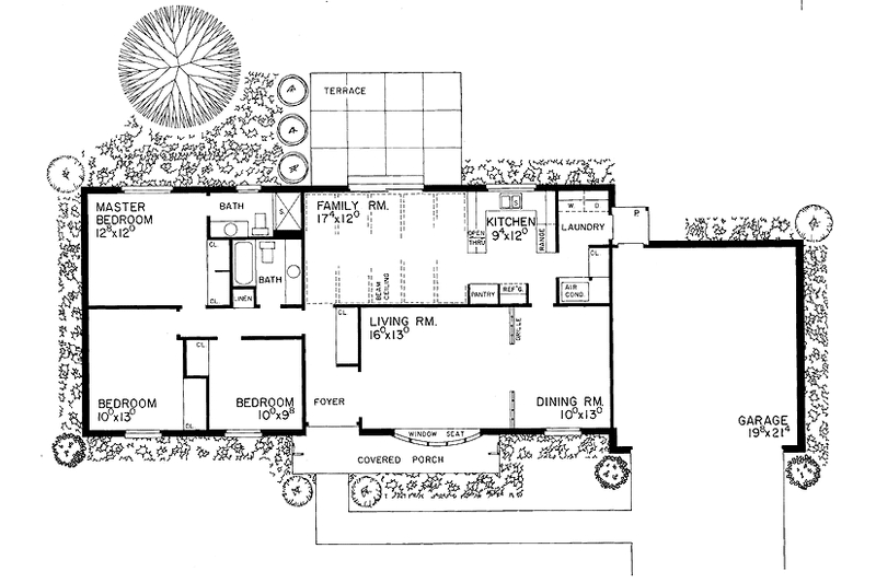 Architectural House Design - Floor Plan - Main Floor for Colonial House Plan #72-518 - 3 bed, 2 bath