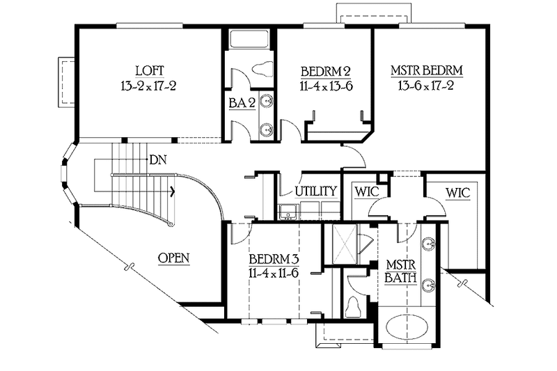 Home Plan - Floor Plan - Upper Floor for Country House Plan #132-307 - 3 bed, 2.5 bath