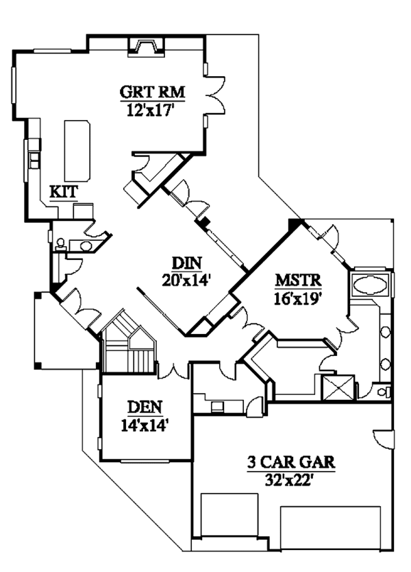 Architectural House Design - Prairie Floor Plan - Main Floor Plan #951-12