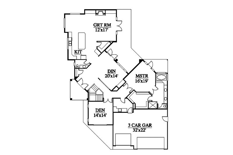 Dream House Plan - Floor Plan - Main Floor for Prairie House Plan #951-12 - 3 bed, 2.5 bath