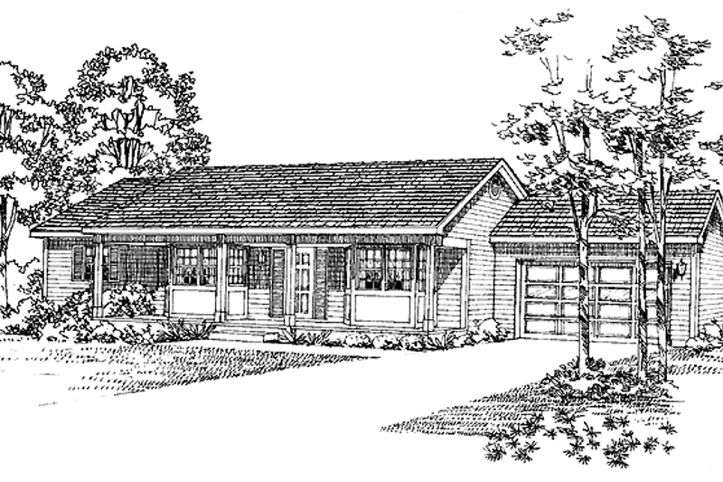 Dream House Plan - Exterior - Front Elevation 3 for Ranch House Plan #72-1027 - 3 bed, 2 bath