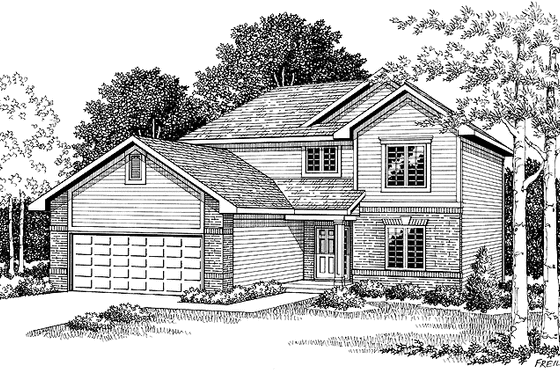 Exterior - Front Elevation 3 for Traditional House Plan #70-1358 - 3 bed, 2.5 bath