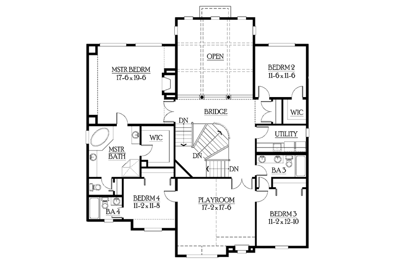 Home Plan - Floor Plan - Upper Floor for Craftsman House Plan #132-441 - 4 bed, 3.5 bath