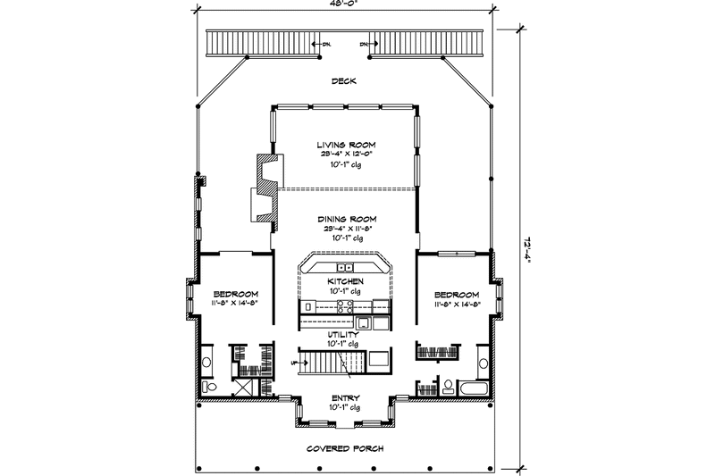 Architectural House Design - Floor Plan - Main Floor for Country House Plan #140-166 - 3 bed, 3 bath