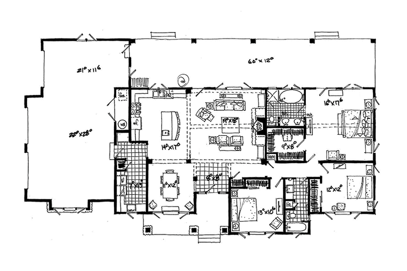 Dream House Plan - Floor Plan - Main Floor for Ranch House Plan #942-15 - 3 bed, 2 bath