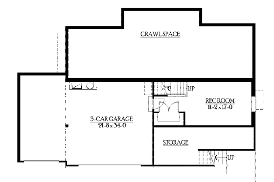 Floor Plan - Lower Floor for Craftsman House Plan #132-401 - 4 bed, 3.5 bath
