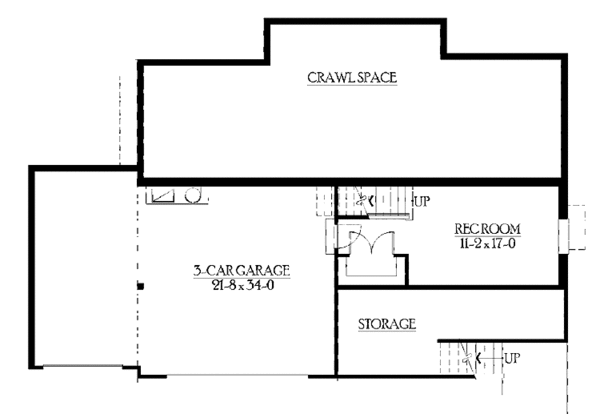 Craftsman Floor Plan - Lower Floor Plan #132-401