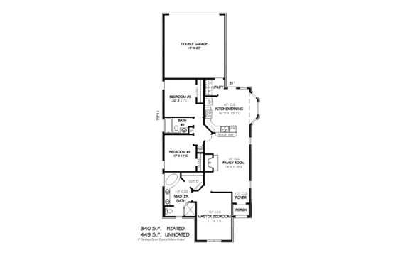 Floor Plan - Main Floor for European House Plan #424-41 - 3 bed, 2 bath