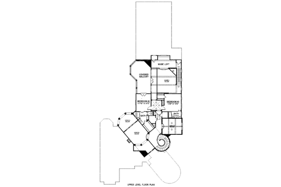 Floor Plan - Upper Floor for Mediterranean House Plan #141-206 - 3 bed, 4.5 bath