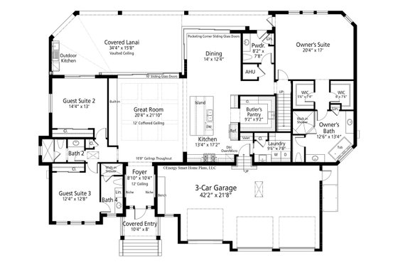 Floor Plan - Main Floor for Ranch House Plan #938-112 - 4 bed, 4.5 bath