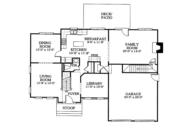 Home Plan - Floor Plan - Main Floor for Colonial House Plan #453-479 - 5 bed, 2.5 bath