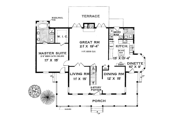 Floor Plan - Main Floor for Farmhouse House Plan #3-269 - 5 bed, 2.5 bath