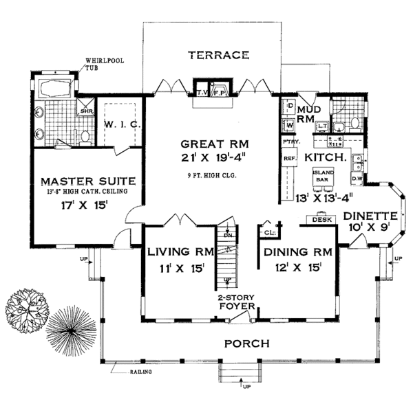 Architectural House Design - Colonial Floor Plan - Main Floor Plan #3-269