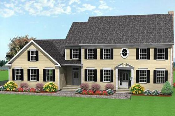 Exterior - Front Elevation for Colonial House Plan #75-111 - 3 bed, 3 bath