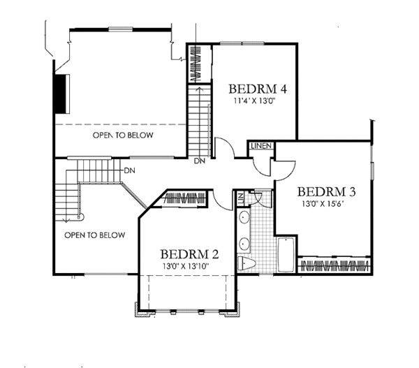 Architectural House Design - Classical Floor Plan - Upper Floor Plan #1029-48