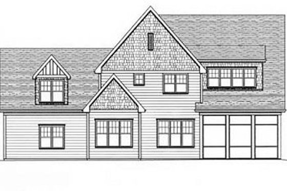 Exterior - Rear Elevation for European House Plan #413-111 - 4 bed, 3.5 bath