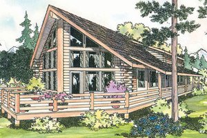 Cabin Exterior - Front Elevation Plan #124-263