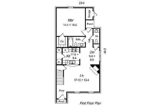 Floor Plan - Main Floor for European House Plan #329-205 - 3 bed, 2 bath