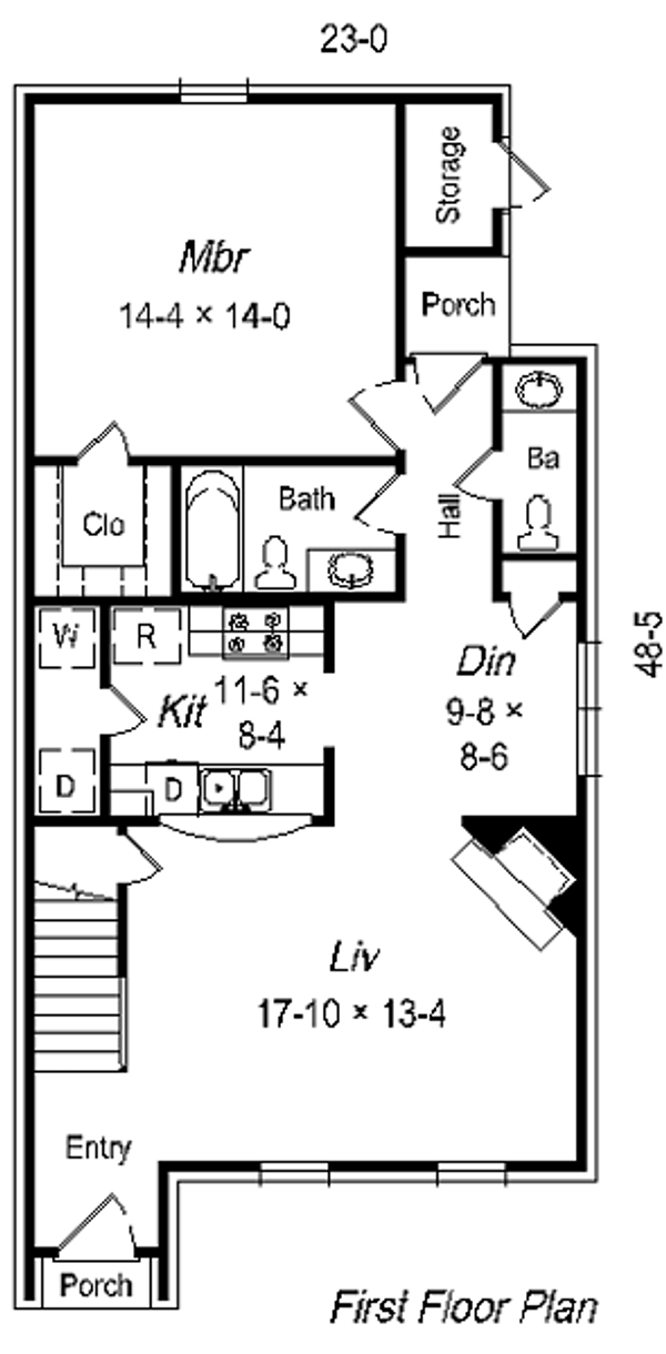 Floor Plan - Main Floor for European House Plan #329-205 - 3 bed, 2 bath