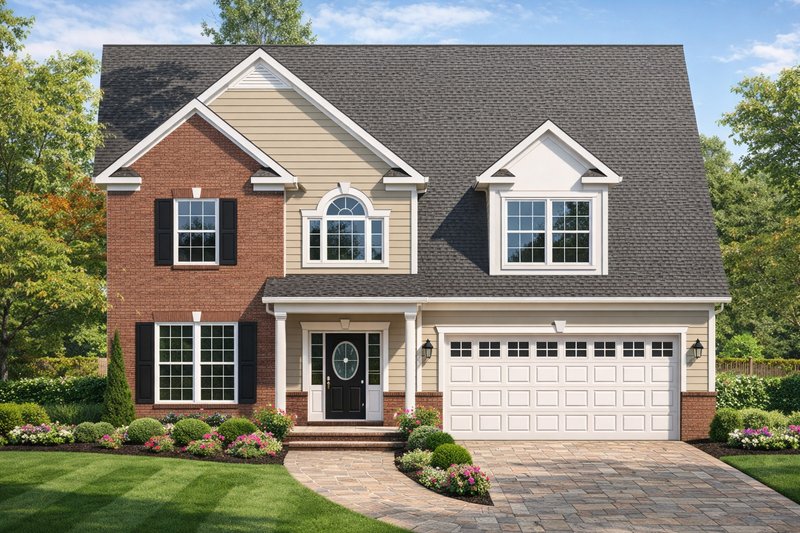 House Blueprint - Exterior - Front Elevation 2 for Colonial House Plan #1053-45 - 4 bed, 2.5 bath