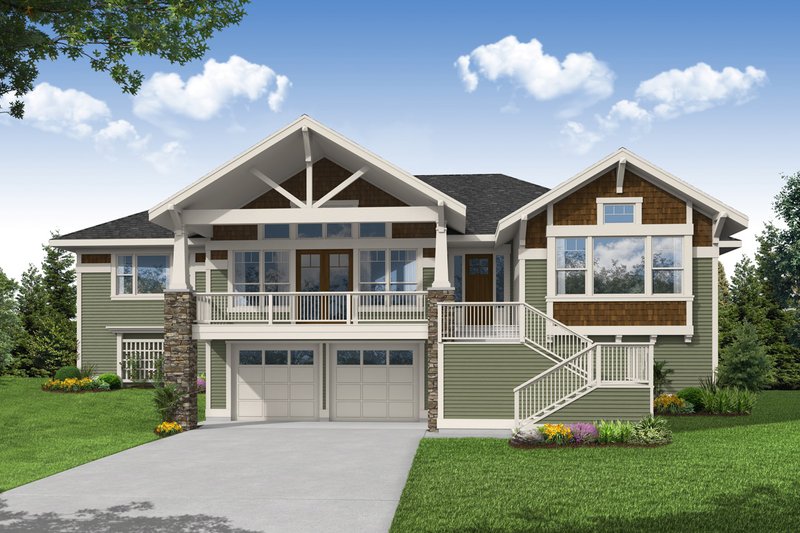 House Blueprint - Craftsman Exterior - Front Elevation Plan #124-1274