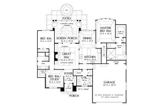 Floor Plan - Main Floor for European House Plan #929-28 - 3 bed, 2 bath