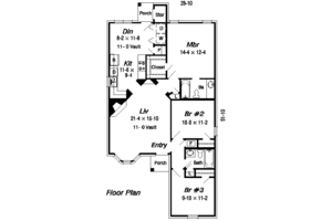 Floor Plan - Main Floor for Cottage House Plan #329-164 - 3 bed, 2 bath