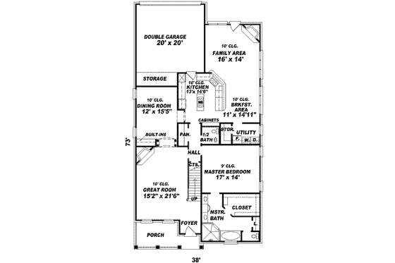 Floor Plan - Main Floor for Colonial House Plan #81-559 - 3 bed, 2.5 bath