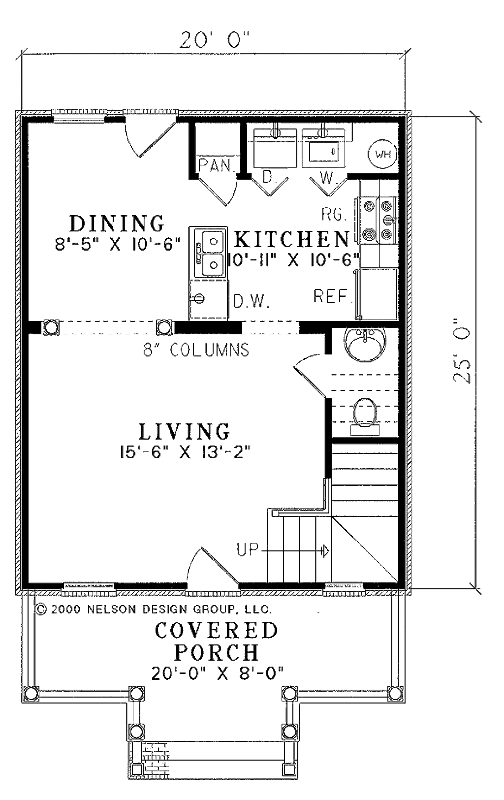 Traditional Style House  Plan  2  Beds 2  5 Baths 980 Sq  Ft  