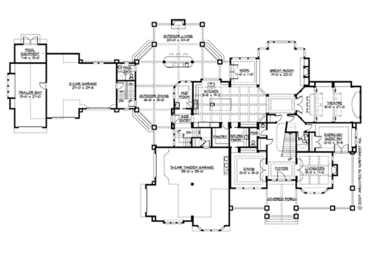 Floor Plan - Main Floor for Craftsman House Plan #132-218 - 7 bed, 8.5 bath