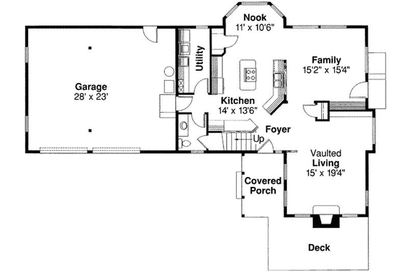 Home Plan - Floor Plan - Main Floor for Tudor House Plan #124-341 - 3 bed, 2.5 bath