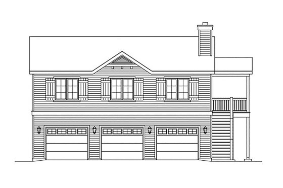 Exterior - Front Elevation 3 for Country House Plan #22-612 - 2 bed, 2 bath