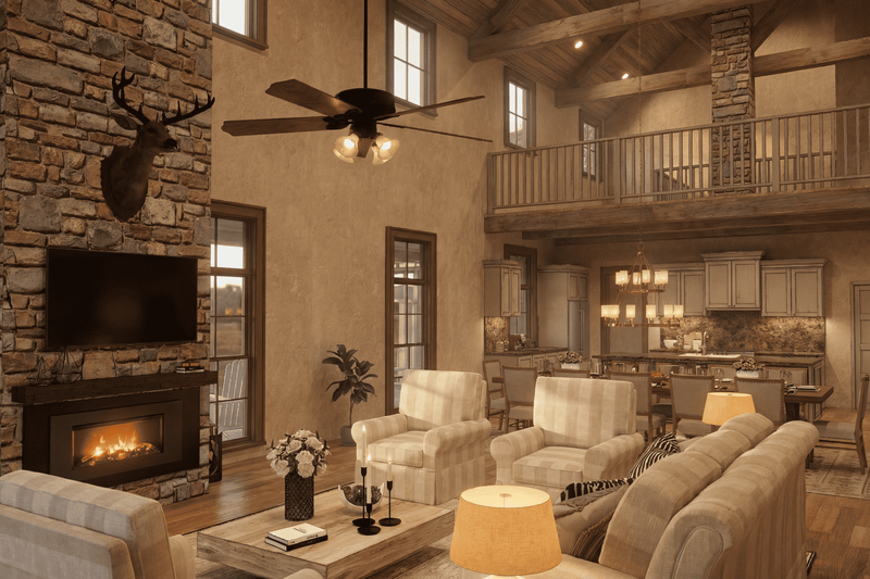 Home Plan - Interior - Family Room for Farmhouse House Plan #923-496 - 4 bed, 4.5 bath