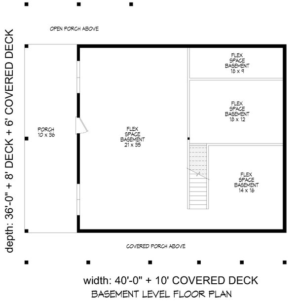 Cabin Floor Plan - Lower Floor Plan #932-1046