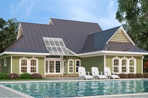 Exterior - Rear Elevation for Ranch House Plan #45-578 - 3 bed, 2.5 bath