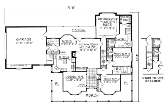 Floor Plan - Main Floor for Country House Plan #40-321 - 3 bed, 2 bath