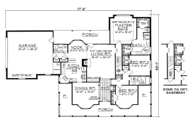 Home Plan - Floor Plan - Main Floor for Country House Plan #40-321 - 3 bed, 2 bath