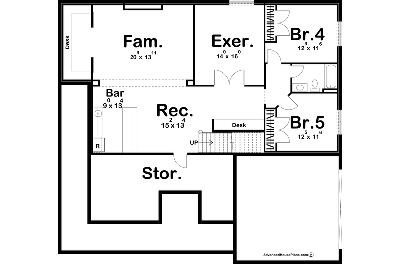 Dream House Plan - Floor Plan - Lower Floor for Farmhouse House Plan #455-270 - 3 bed, 2.5 bath
