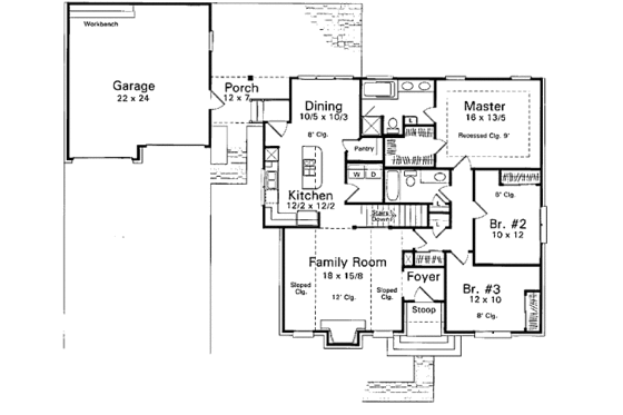 Floor Plan - Main Floor for Traditional House Plan #41-117 - 3 bed, 2 bath