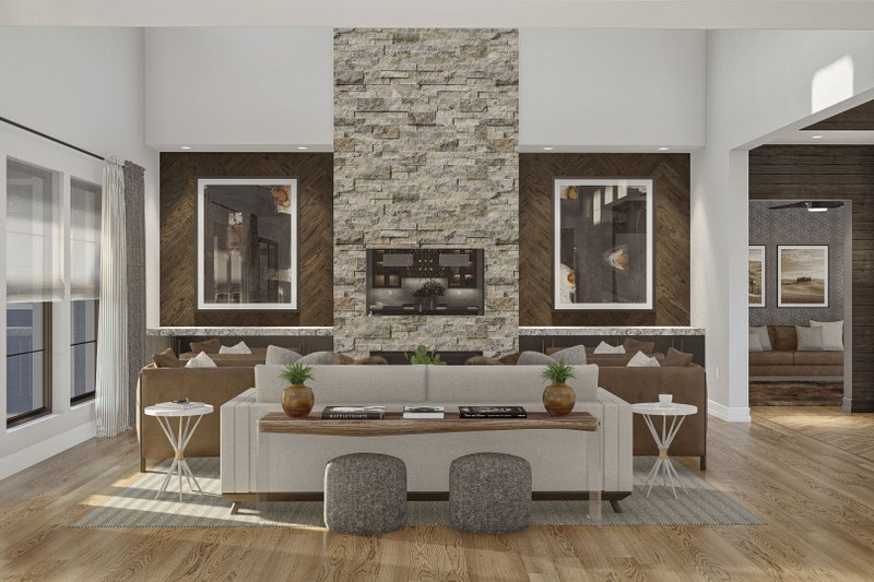 House Design - Interior - Family Room 1 for Modern House Plan #455-520 - 5 bed, 4.5 bath